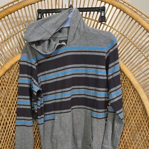 Quiksilver Gray and Blue Striped Hoodie